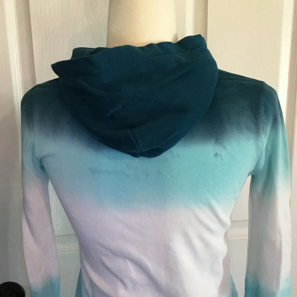 Ralph Lauren Boho Ombré Blue, Teal and White Hooded Tunic/Dress